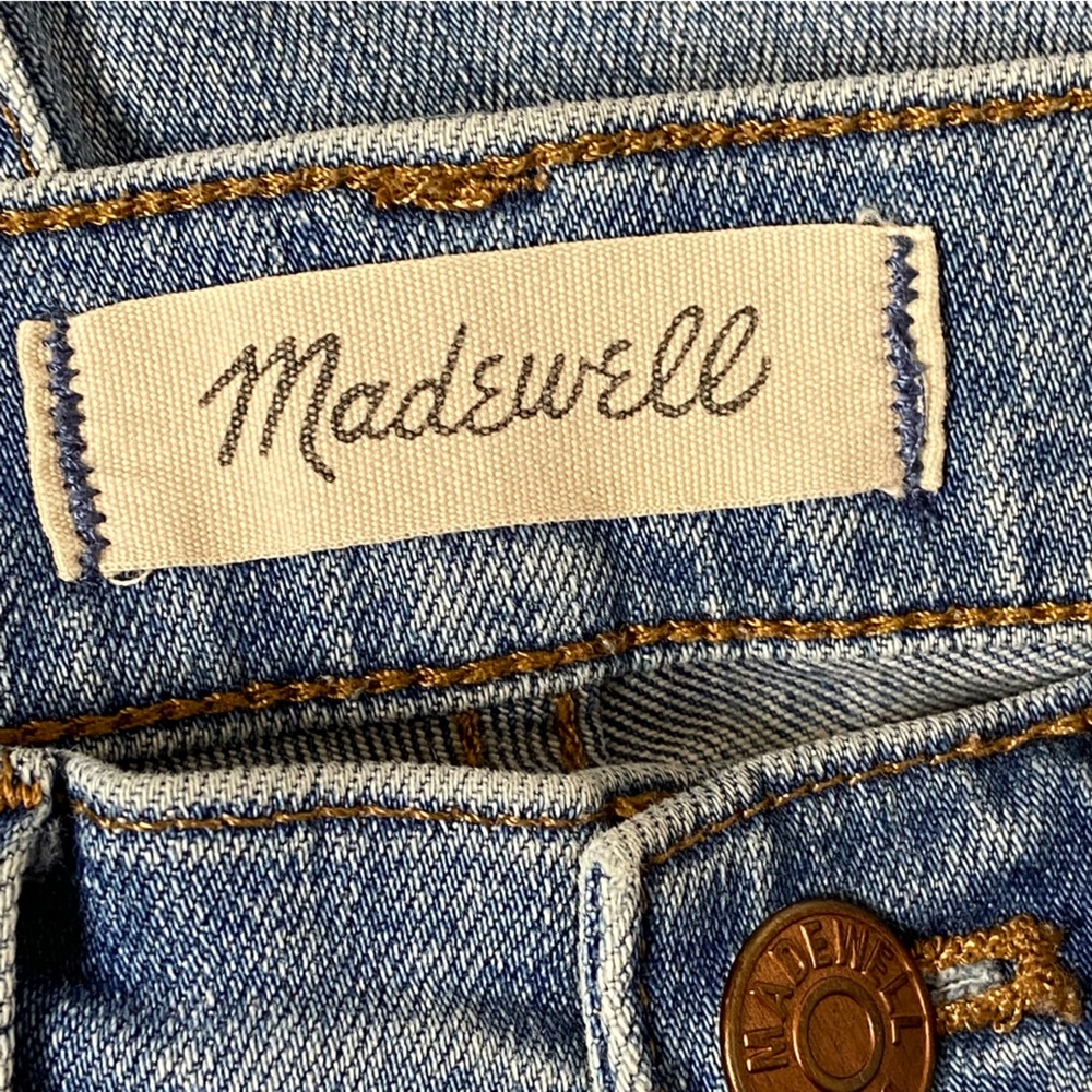 Madewell 9" Mid-Rise Skinny Jeans in Frankie Wash: Torn-Knee Edition Sz 24 - Picture 12 of 14